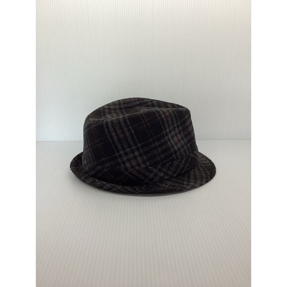 Free Authority Black Gray Plaid Fedora L/XL - Picture 2 of 5